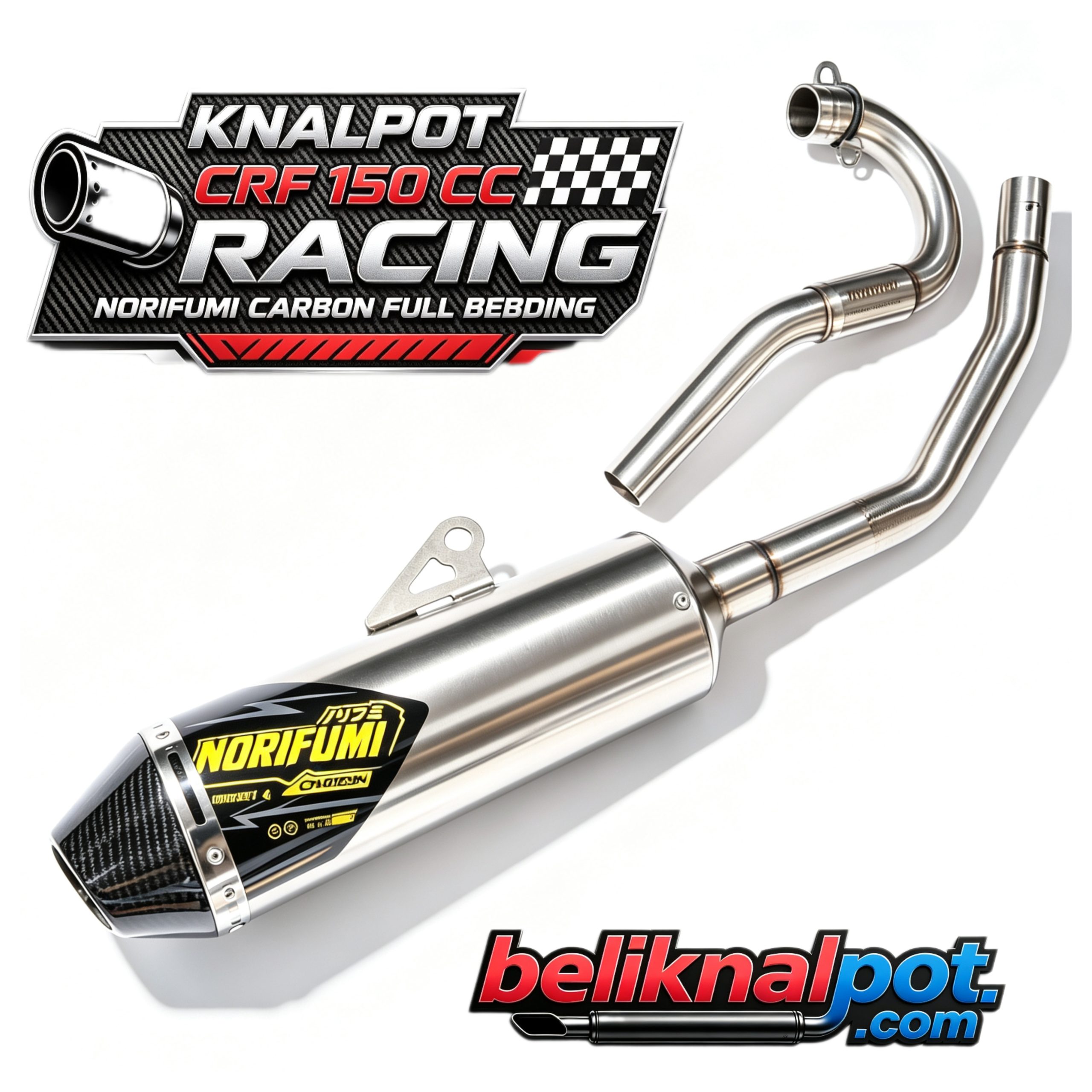 ⚡ Performa Norifumi Carbon CRF 150 - Tenaga: Naik +8–12% di RPM atas & menengah, tarikan lebih enteng, respon gas lebih cepat dibanding standar. - Suara: Bass padat, gahar, tidak pecah saat RPM tinggi; ada DB-killer agar lebih halus . - Bahan: Full stainless anti karat, ujung serat karbon — ringan, tahan panas, awet dipakai harian/trail . - Aliran gas: Lebih lancar → pembakaran lebih sempurna, akselerasi dan top speed naik. - Pemasangan: Langsung pasang (PNP), cocok CRF 150L / 150R, posisi presisi, tidak ubah rangka . 🧰 Cara Perawatan Agar Awet & Tetap Kencang 1. Cuci rutin: Pakai air + sabun lembut, lap bersih; jangan pakai sikat kasar/zat kimia keras (rusak karbon & lapisan). 2. Bersihkan karat/noda: Noda panas keemasan/biru di stainless wajar — pakai pembersih khusus stainless, gosok pelan. 3. Cek bagian dalam: Setiap 3–6 bulan cek glaswoll; jika suara berubah jadi kasar/berisik, segera ganti agar performa kembali. 4. Kencangkan baut: Cek klem & dudukan tiap bulan — getaran bisa bikin kendor & bocor. 5. Simpan kering: Jangan biarkan lembap lama; setelah hujan/tergenang, lap sampai kering supaya tidak berkarat. 6. Hindari panas berlebih: Jangan nyalakan mesin diam terlalu lama; sirkulasi udara penting agar serat karbon tidak cepat rusak. Dijaga benar, Norifumi Carbon awet 2–4 tahun suara dan tampilan tetap seperti baru. Ingin saya buatkan panduan langkah ganti glaswoll-nya juga?