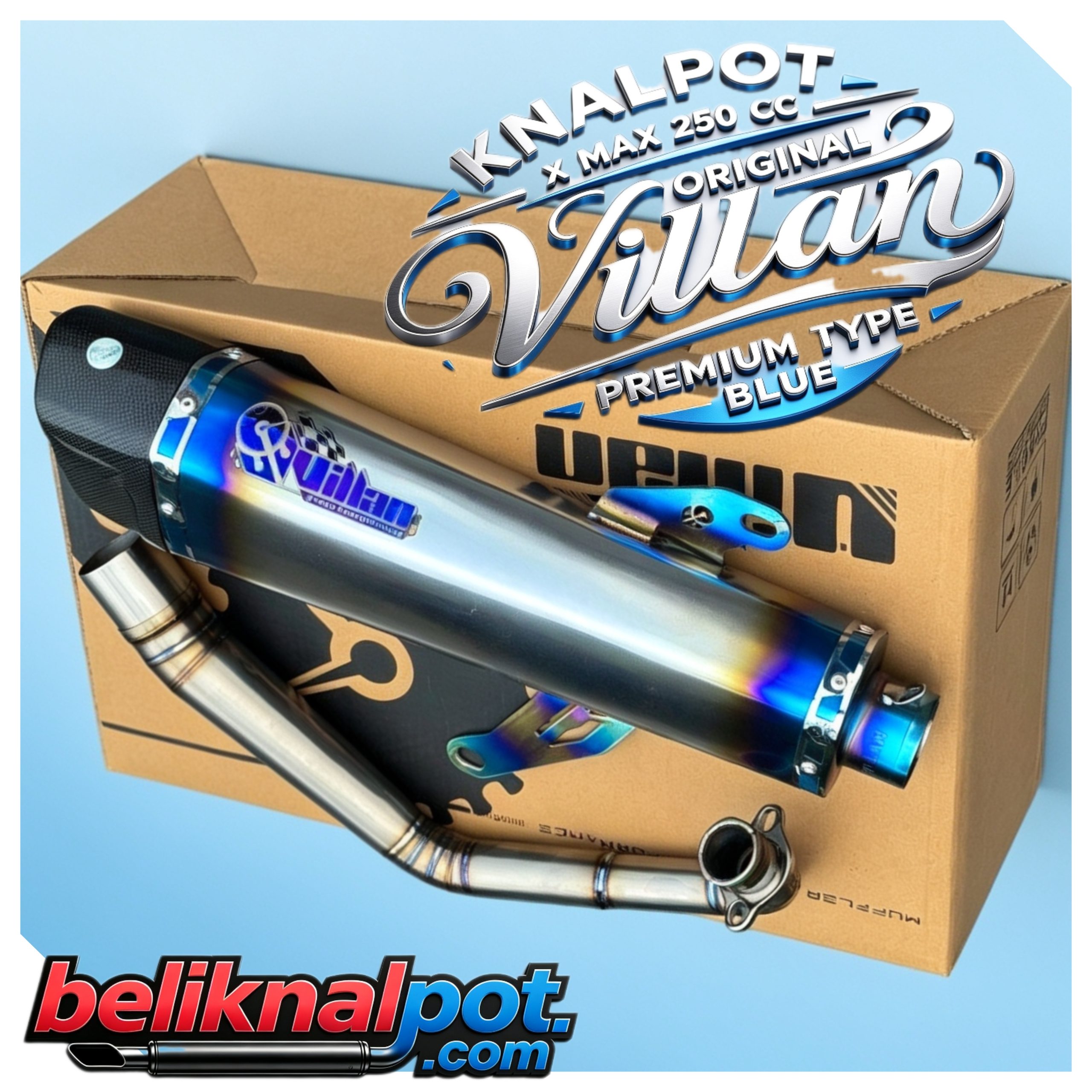 KNALPOT X MAX 250 CC PRODUCT ORIGINAL VILLAN PREMIUM TYPE BLUE