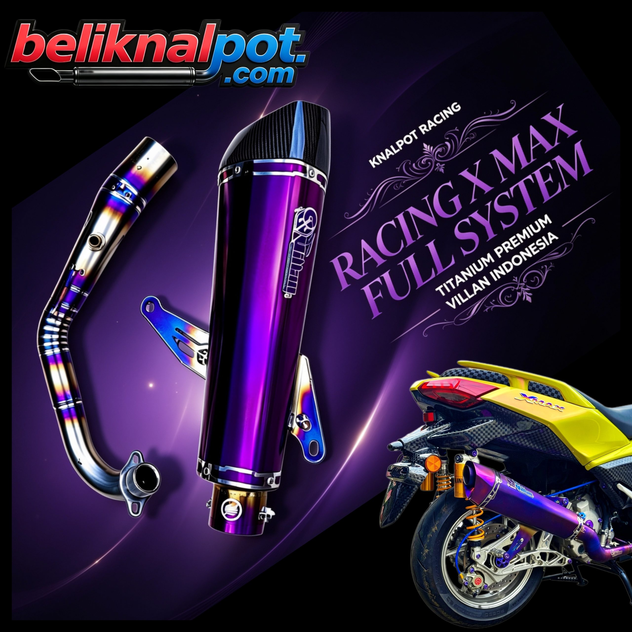 KNALPOT X MAX 250 CC TYPE R-1 BAHAN TITANIUM PREMIUM LIMIT EDITION MODIFICATION