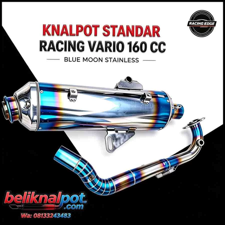 KNALPOT VARIO 160 CC MODEL STANDAR RACING BAHAN STAINLESS BLUEMOON SUARA BASS