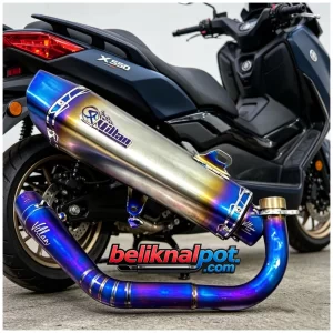 KNALPOT X-MAX 250 CC TYPE VILLAN INDONESIA BLUE MANIPOLE BLUEMOON BAHAN TITANIUM PREMIUM SUARA MANTAP