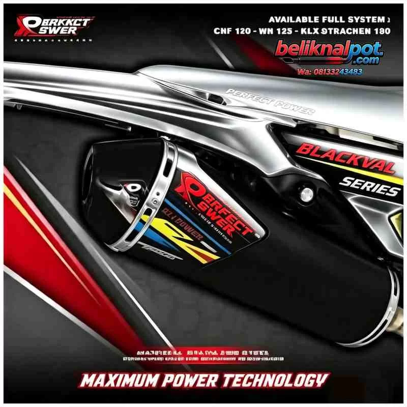 KNALPOT KLX-CRF-WR155 ORIGINAL PERFECT POWER BLACKVAL COATING 100 % TERPERCAYA