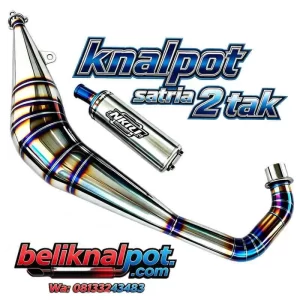 KNALPOT MOTOR SUZUKI SATRIA 2 TAK BAHAN PLAT FINISHING CHROOM ORIGINAL NKR-1 SUARA GARING