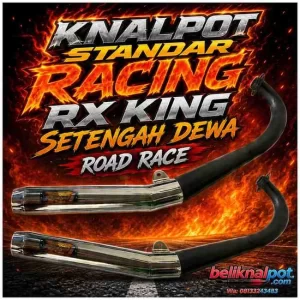 KNALPOT MOTOR RACING YAMAHA RX KING SETENGAH DEWA ROAD RACE CHROOM BLACK COUTING