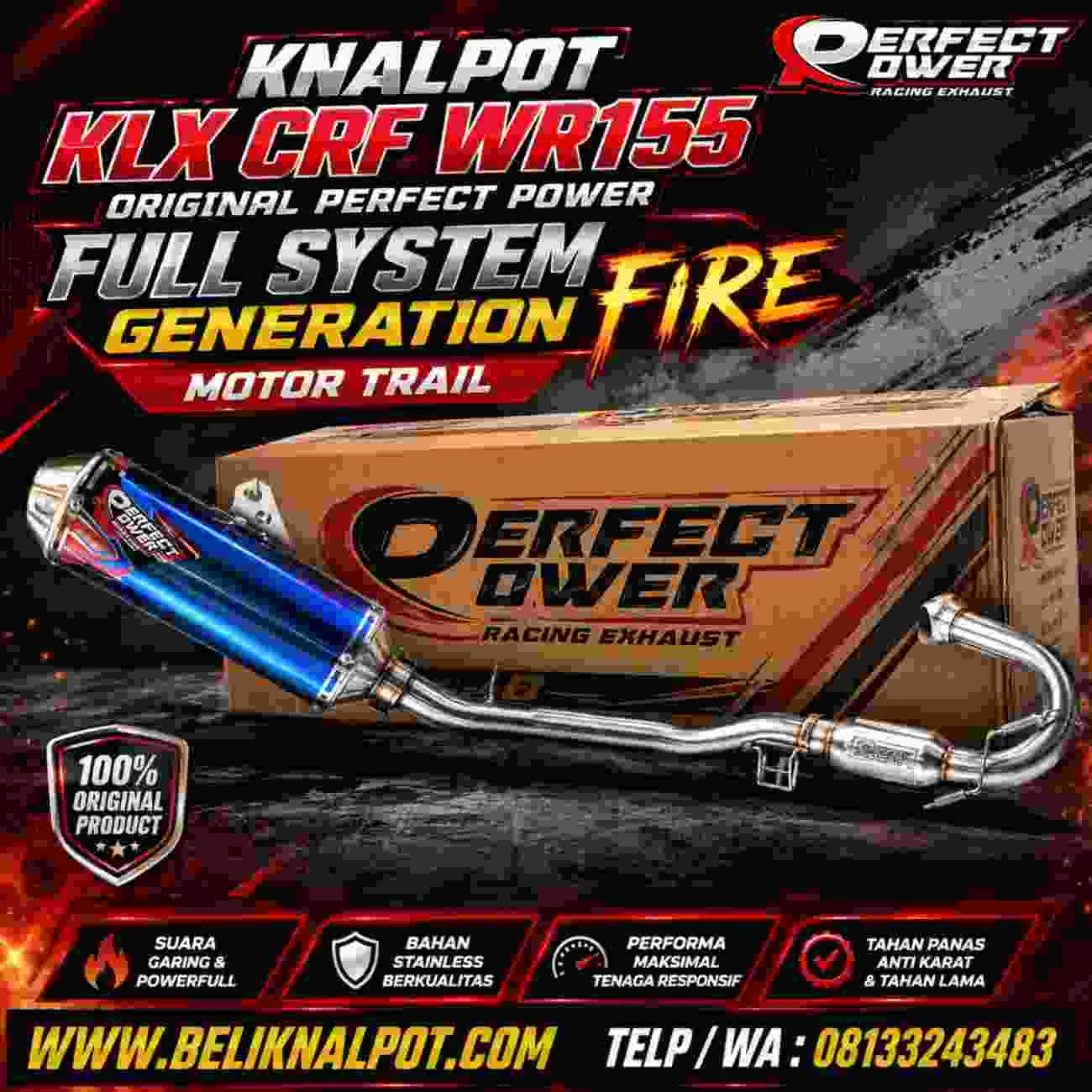 KNALPOT ORIGINAL PERFECT POWER KNALPOT KLX KNALPOT CRF KNALPOT WR155 BAHAN STAINLESS
