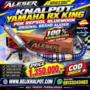 KNALPOT MOTOR RACING YAMAHA RX KING PDK REPSOL ORIGINAL ALESER BLUEMOON STAINLESS STEEL